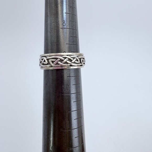 VTG Solid Sterling Silver 925 Celtic Knot Spinner Band Ring Size 9.25 - Picture 7 of 8